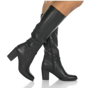 Naturalizer Women's 11M WC Black Leather Kalina Knee High Boot Wide Calf OS20-22